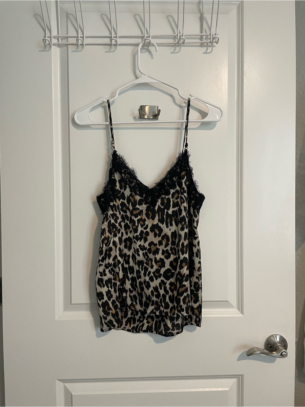 Leopard Print Lace-Trim Top | Black, Cream, Brown